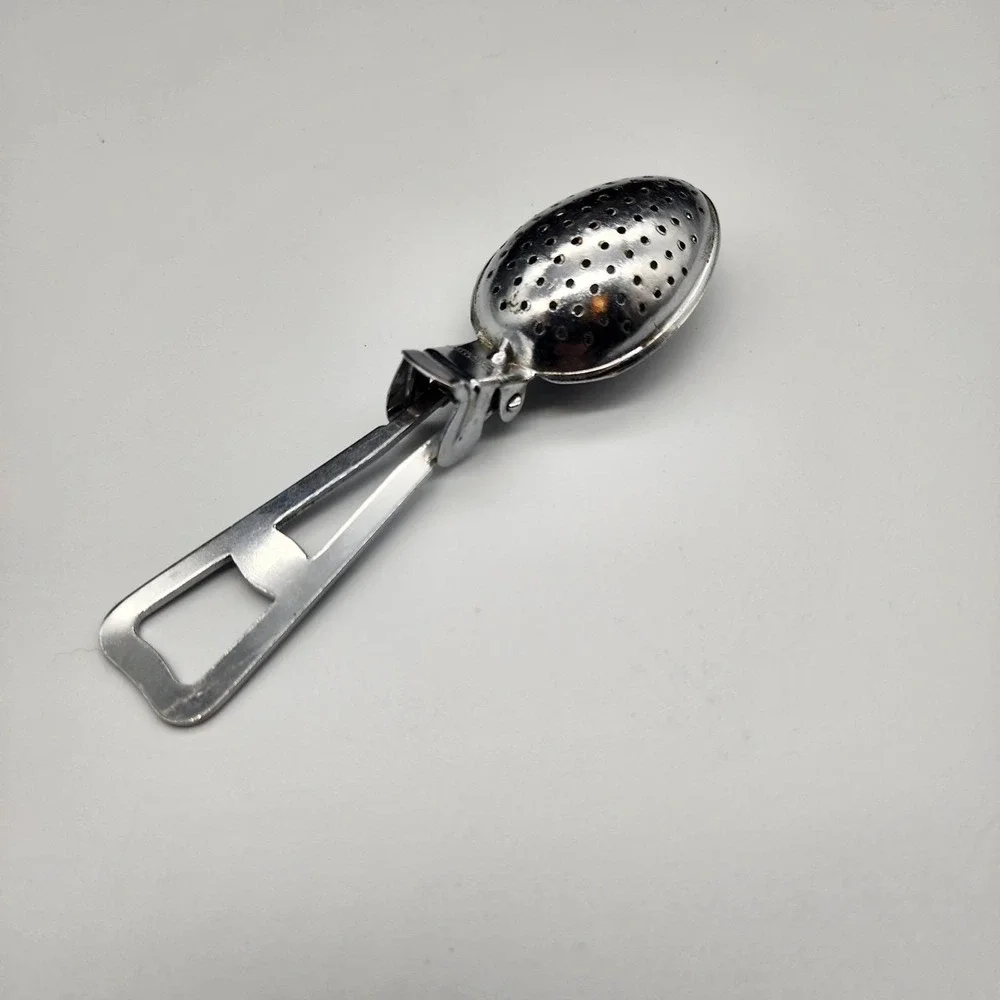 Vtg Tea Herb Infuser Strainer Spoon Steeper Chrome Plated Hinged Lid England